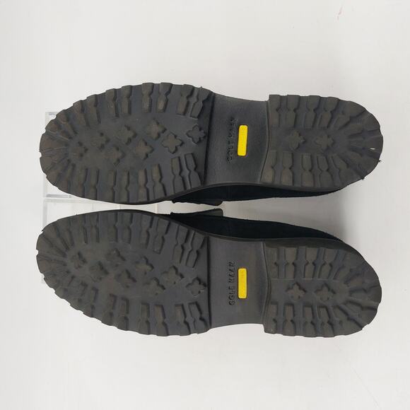 Cole Haan Newburg Size 7.5 Platform Penny Loafer Black Suede Preppy Career - Picture 6 of 9